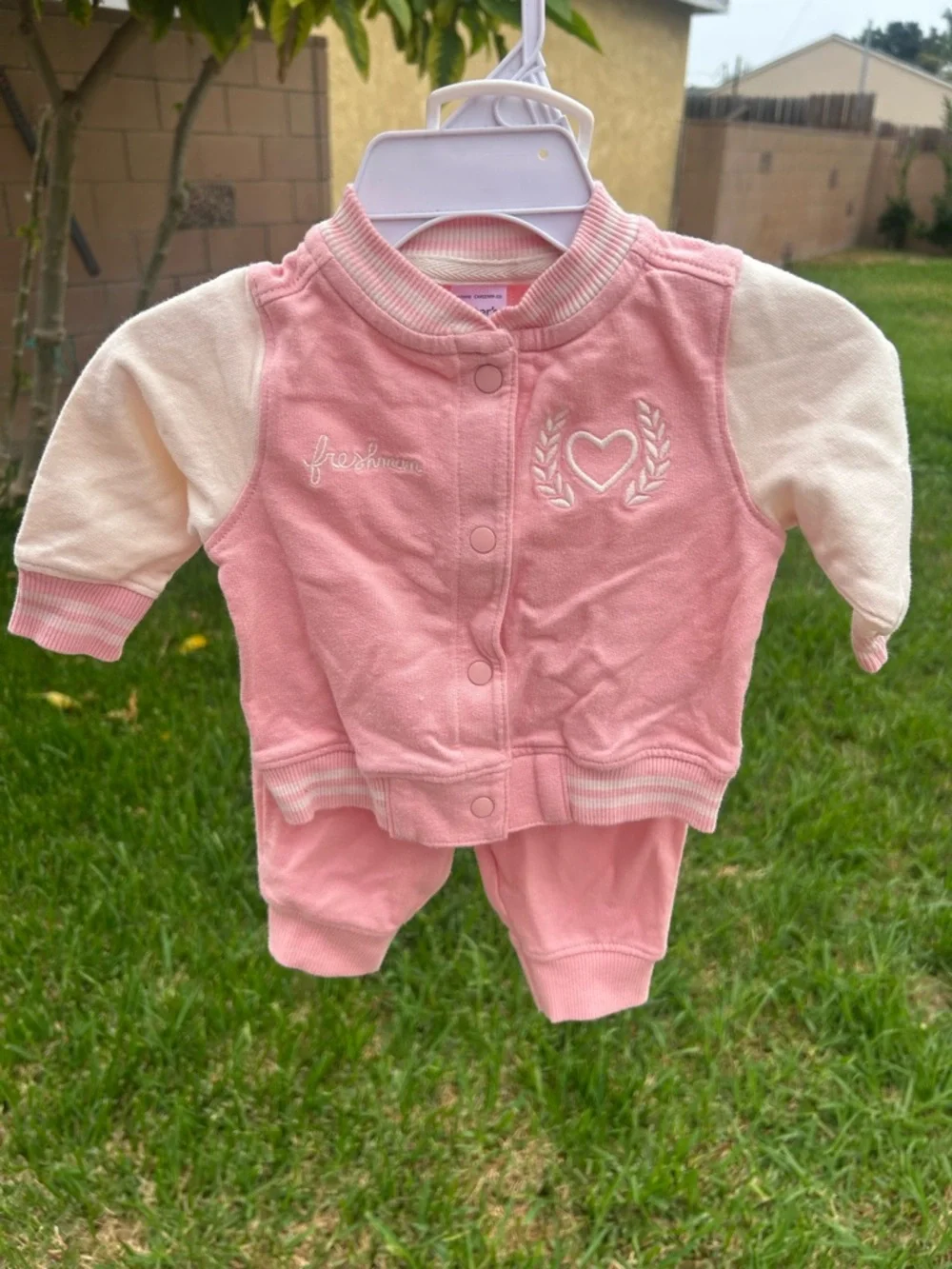 Carter's Pink and Cream Baby Girls Matching Jacket & Pants Set